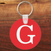 Porte-clés Initial Letter Monogram Red White Plain Simple (Verso)