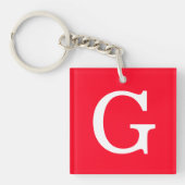 Porte-clés Initial Letter Monogram Red White Plain Simple (Devant)
