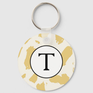 Porte-clés initial monogramme jaune et blanc