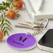 Porte-clés initial monogramme violet (Devant droit)