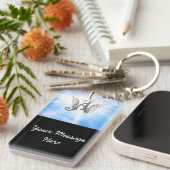 Porte-clés Initiale A de monogramme, ailes d'ange et halo (Devant droit)