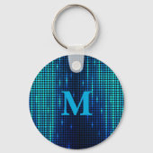 Porte-clés Initiale de monogramme pailleté bleu élégant (Recto)