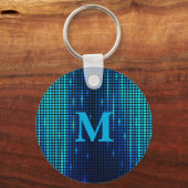 Porte-clés Initiale de monogramme pailleté bleu élégant (Recto)