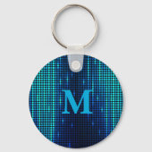 Porte-clés Initiale de monogramme pailleté bleu élégant (Verso)