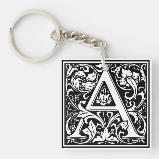 Porte-clés Initiale décorative "A" de lettre (Devant)