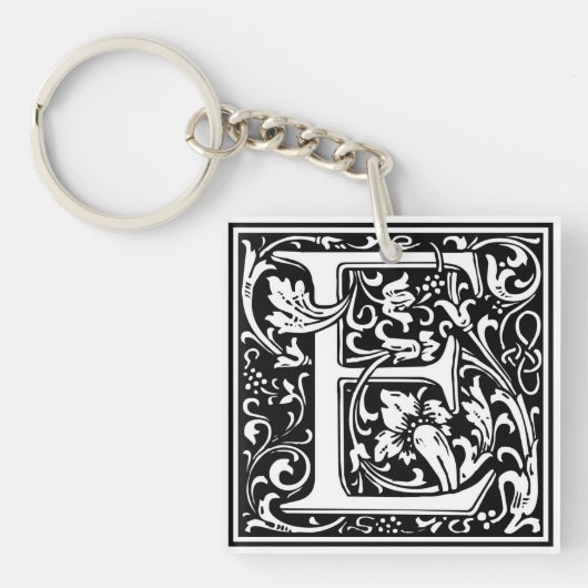 Porte-clés Initiale décorative "E" de lettre (Devant)