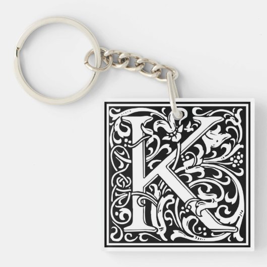 Porte-clés Initiale décorative "K" de lettre (Devant)
