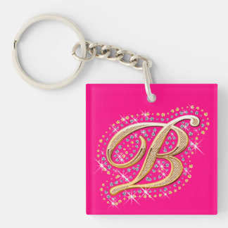 Porte-clés Initiale d'or B - porte - clé mignon