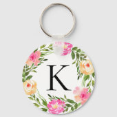 Porte-clés Initiale Florale Rose (Recto)