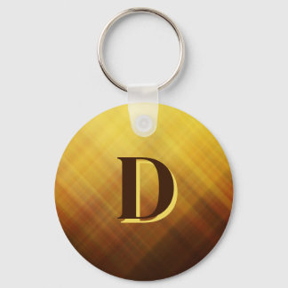 Porte-clés Initiale monogramme marron jaune moderne