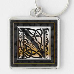 Porte-clés Initiale" porte - clé en pierre noir "celtique de
