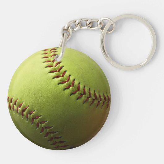 Porte-clés Initiale rouge ou nombre du base-ball jaune (Dos)