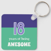 Porte-clés initiales 18 ans anniversaire vert violet (Dos)