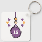 Porte-clés initiales 18 ans violet orange (Dos)