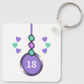 Porte-clés initiales 18 ans violet vert (Dos)
