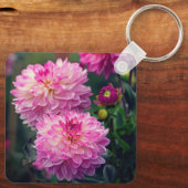 Porte-clés Initiales à fleurs de dahlia rose et blanc (Verso)