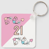 Porte-clés Initiales de 21e anniversaire pêche rose (Dos)