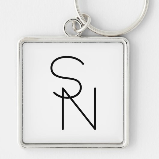 Porte-clés Initiales de chevauchement à l'aspect moderne (Devant)