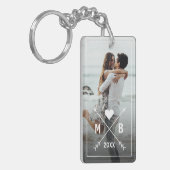 Porte-clés Initiales de couple élégantes personnalisées Cœur  (Devant gauche)