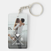 Porte-clés Initiales de couple élégantes personnalisées Cœur  (Dos)