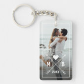 Porte-clés Initiales de couple élégantes personnalisées Cœur  (Devant)