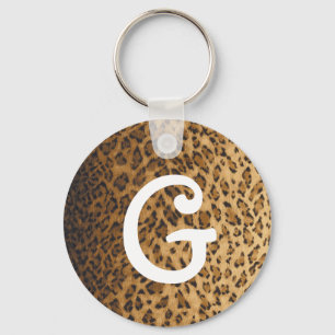 Porte-clés Initiales de monogramme Empreinte de léopard G