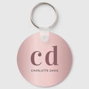 Porte-clés Initiales de monogramme en or rose