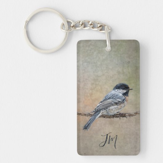 Porte-clés Initiales de peinture d'oiseaux de poulet à capuch (Devant)