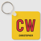 Porte-clés initiales du 18e anniversaire jaune rouge (Recto)