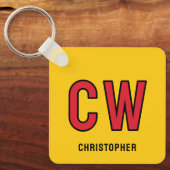 Porte-clés initiales du 18e anniversaire jaune rouge (Recto)