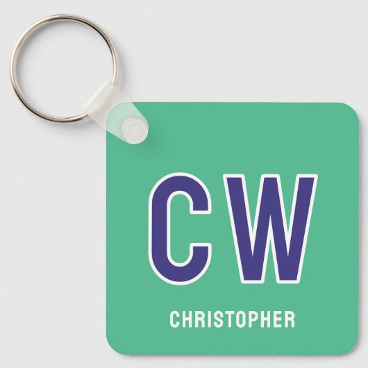 Porte-clés initiales du 18e anniversaire vert violet (Recto)