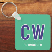 Porte-clés initiales du 18e anniversaire vert violet (Recto)