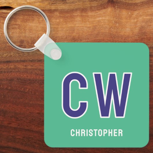 Porte-clés initiales du 18e anniversaire vert violet (Recto)