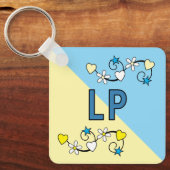 Porte-clés initiales du 21e anniversaire bleu jaune (Recto)
