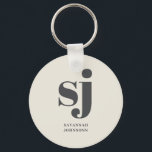 Porte-clés Initiales du monogramme de crème<br><div class="desc">Crème Nom personnalisé simple</div>