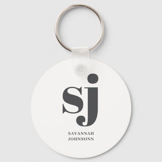 Porte-clés Initiales du monogramme de crème (Verso)