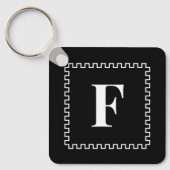 Porte-clés Initiales du monogramme noir et blanc de la bordur (Recto)