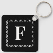 Porte-clés Initiales du monogramme noir et blanc de la bordur (Dos)