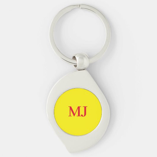 Porte-clés Initiales en monogramme jaune simple et tendance (Devant)