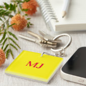 Porte-clés Initiales en monogramme jaune simple et tendance (Devant Droit)