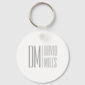 Porte-clés Initiales et logo de nom gris minimal et moderne é (Verso)