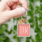 Porte-clés Initiales Monogramme | Blanc Sur Corail (main)