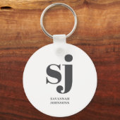 Porte-clés Initiales monogramme crème (Verso)