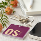 Porte-clés Initiales Monogramme en cuir gras Nom Burgundy Gir (Devant Droit)