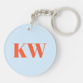 Porte-clés Initiales Monogramme Moderne Bleu Orange Personnal (Dos)