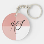 Porte-clés Initiales Monogramme Rose Rose Blanc Acrylique  (Dos)