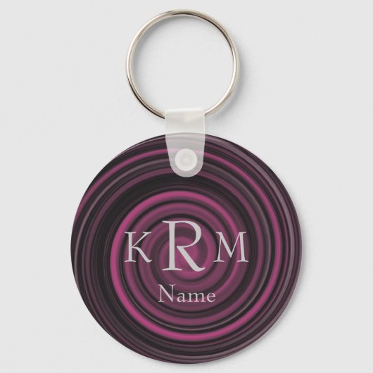 Porte-clés Initiales Monogramme Tourbillons Prune Personnalis (Recto)