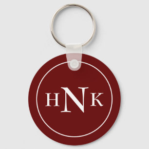 Porte-clés Initiales Monogrammes Classiques Rouge