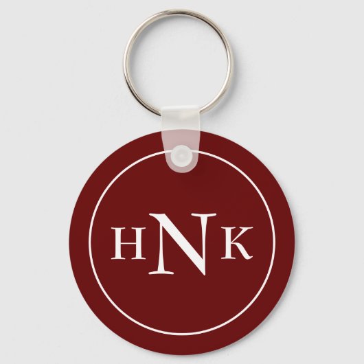 Porte-clés Initiales Monogrammes Classiques Rouge (Recto)