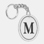Porte-clés Initiales monogrammes simples noir et blanc (Devant gauche)